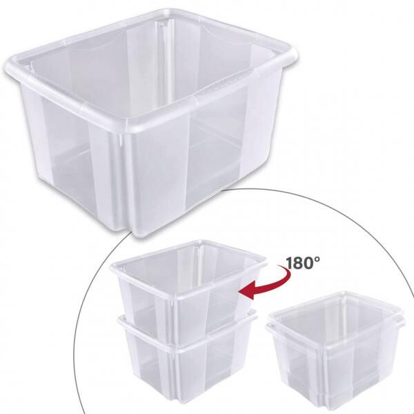 Box, Dreh-Stapel-Box, 24 Liter, Transparent