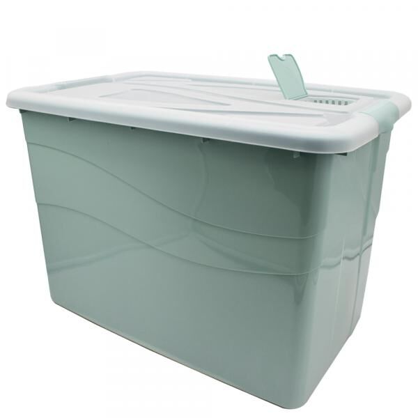 Box HAMBURG mit Deckel+Rollen, 80 L, pastellgr&uuml;n