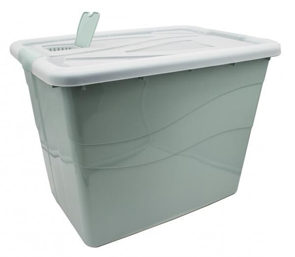 Box HAMBURG mit Deckel+Rollen, 80 L, pastellgr&uuml;n