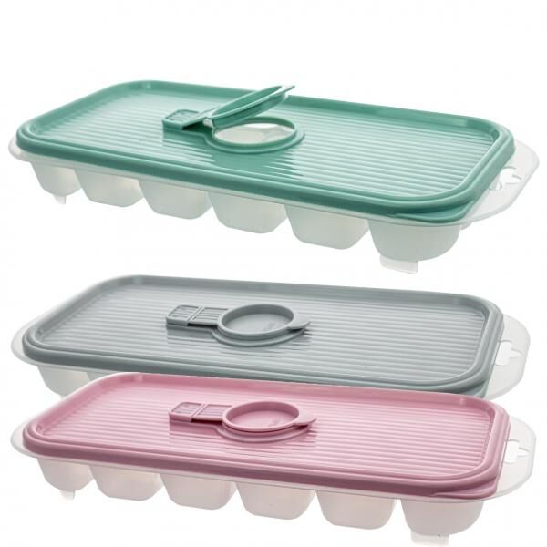 Eisw&uuml;rfelbeh&auml;lter m. Deckel, 18er, 3,8x25,5x11,3cm