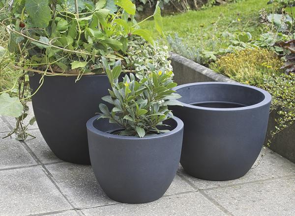 Pflanzk&uuml;bel LUGANO, d= 40 cm, Schwarz Granit,