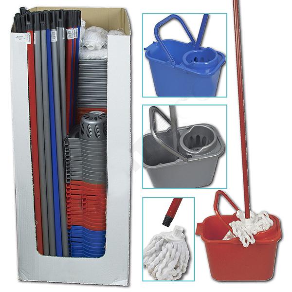 Reinigungsset 4-tlg. im Display: Eimer eckig 12 L,