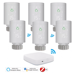 6er Smart Heizkörper Thermostat + Smart Gateway Zigbee Alexa Google Home