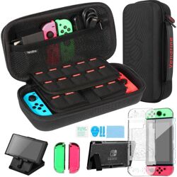 VENDFINE Tasche für Nintendo Switch, 4-in-1 Switch Zubehör Kit Mit Tragetasche, Displayschutz Switch Spielständer, Schutzhülle für Nintendo 