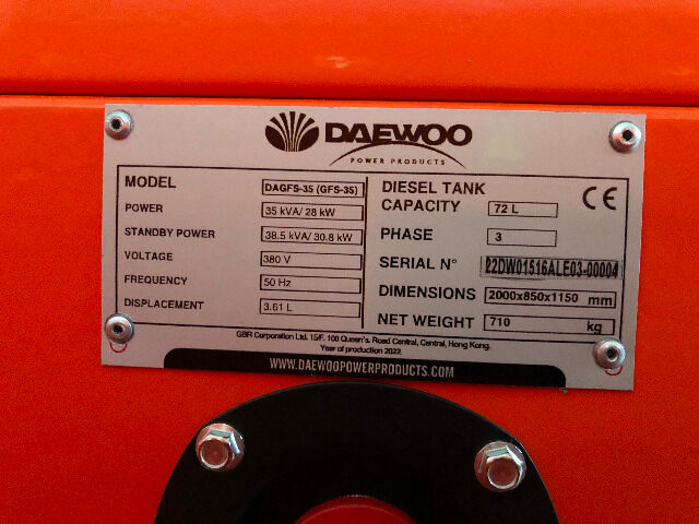 Daewoo Diesel Generator DAGFS-35 Stromgenerator Stromerzeuger Notstromaggregat