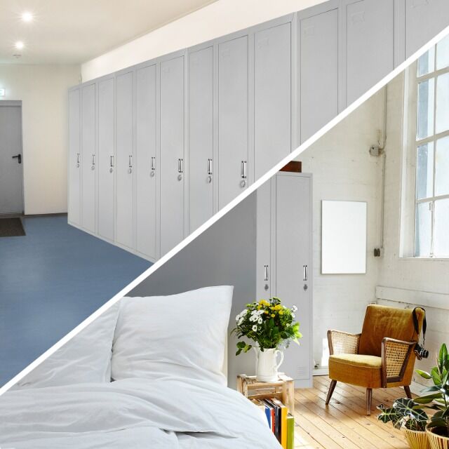 Dreifachspind, 3er Spind, dreitürig, 180 x 90 x 50 cm, perfekt für Unterkunft von Flüchtlingen