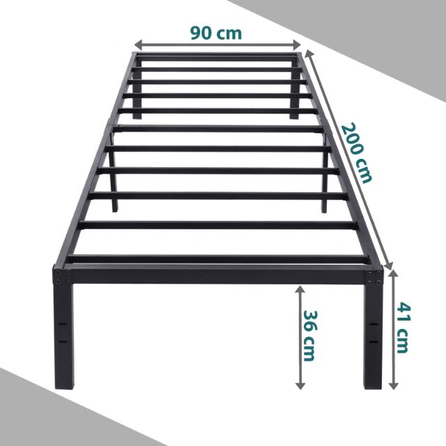 Komplettset Metallbett Bett 90 x 200 cm mit Matratze, Bettenset, Spannbettlaken und Bettwäsche