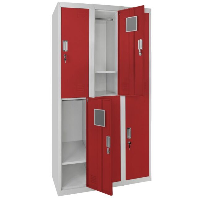 Schließfachspind dreireihig mit 6 Fächern, Spind, Schließfach, 180 x 90 x 50 cm, perfekt für Unterkünfte und Vereine