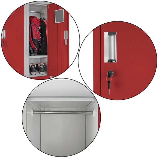 Schließfachspind dreireihig mit 6 Fächern, Spind, Schließfach, 180 x 90 x 50 cm, perfekt für Unterkünfte und Vereine