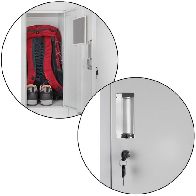 Schließfachspind dreireihig mit 9 Fächern, Schließfach, Spind, 180 x 90 x 50 cm, perfekt für Unterkünfte oder Vereine