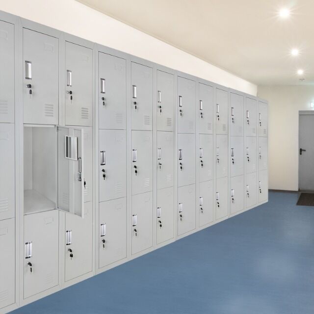 Schließfachspind dreireihig mit 9 Fächern, Schließfach, Spind, 180 x 90 x 50 cm, perfekt für Unterkünfte oder Vereine