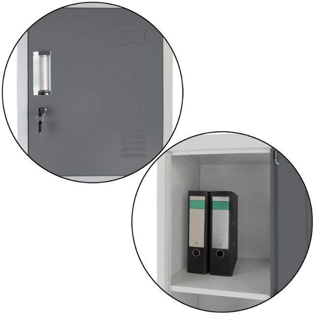 Schließfachspind, Schließfach, 4 Fächer, einreihig, 180 x 38 x 45 cm, perfekt für Unterkünfte, Heime, Vereine