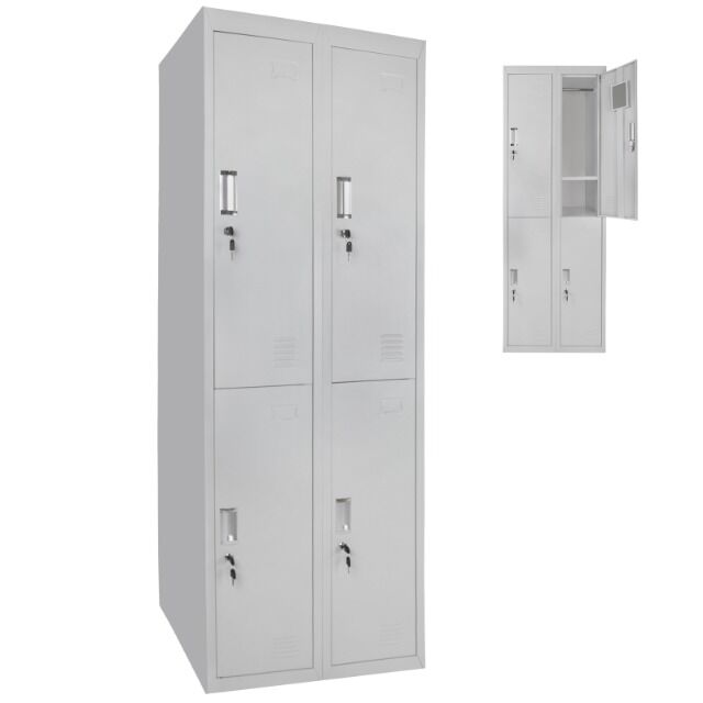 Schließfachspind zweireihig mit 4 Fächern, Kleiderstange und Ablagefach, 180 x 60 x 50 cm, perfekt für Unterkunft von Flüchtlingen