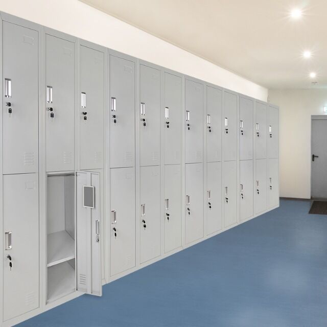 Schließfachspind zweireihig mit 4 Fächern, Kleiderstange und Ablagefach, 180 x 60 x 50 cm, perfekt für Unterkunft von Flüchtlingen