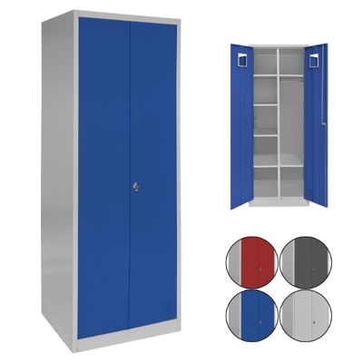 Spind aus Metall, Doppelspind, mit Flügeltüren, Kleiderstange und Regalböden, perfekt für Unterkunft von Flüchtlingen