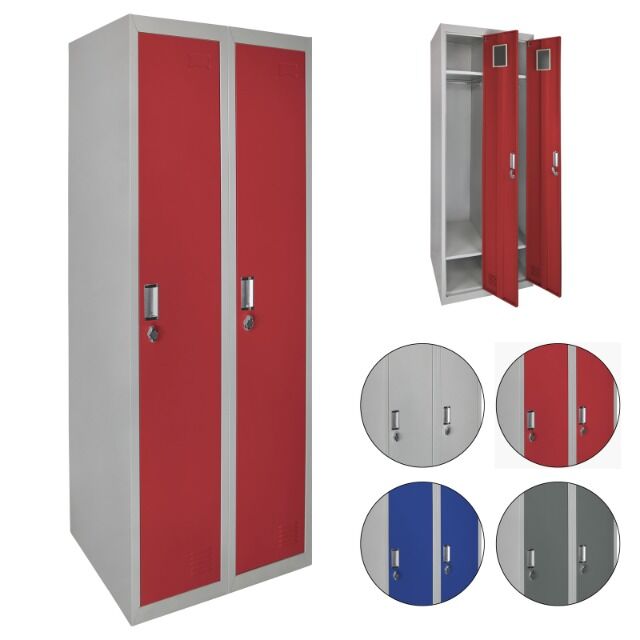 Spind aus Metall, Doppelspinde, zweitürig 180 x 60 x 50 cm, perfekt für Unterkunft von Flüchtlingen oder andere Unterkünfte