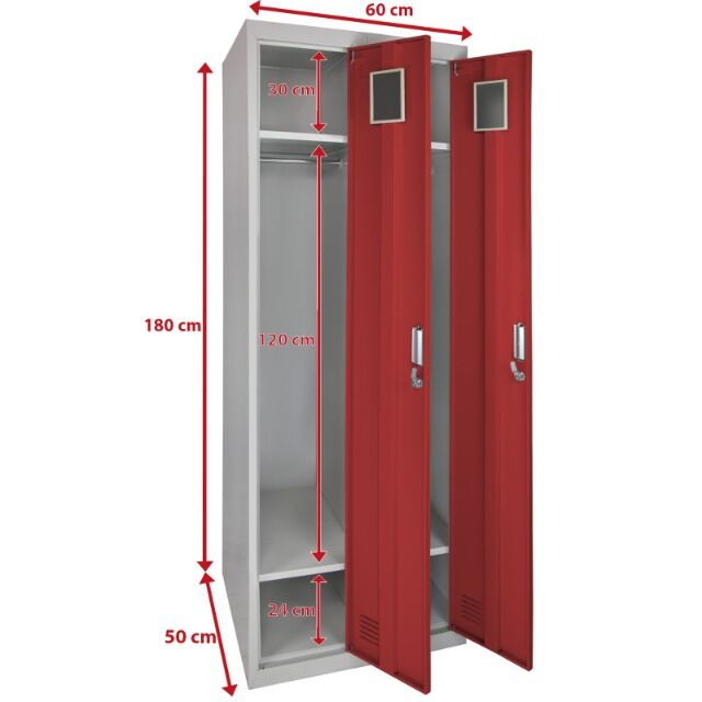 Spind aus Metall, Doppelspinde, zweitürig 180 x 60 x 50 cm, perfekt für Unterkunft von Flüchtlingen oder andere Unterkünfte
