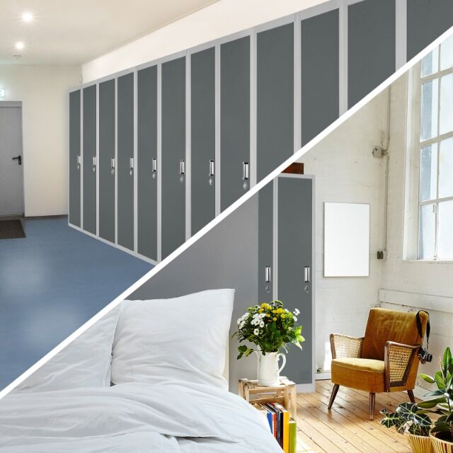 Spind aus Metall, eintürig 180 x 30 x 50 cm, perfekt für Unterkunft von Flüchtlingen oder andere Unterkünfte