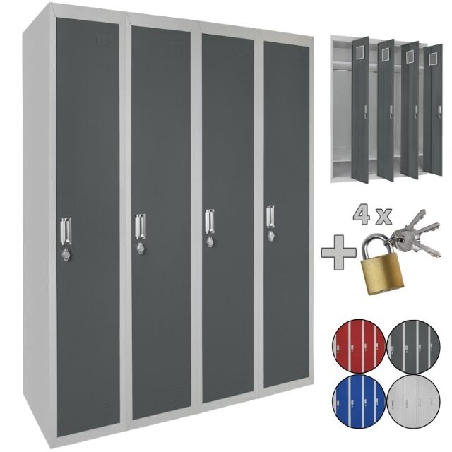 Vierfachspind. 4er Spind, viertürig, 180 x 120 x 50 cm, perfekt für Unterkunft von Flüchtlingen