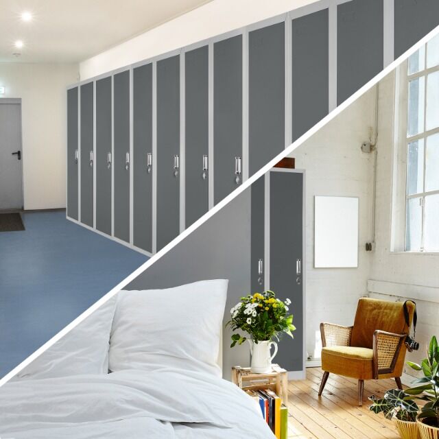 Vierfachspind. 4er Spind, viertürig, 180 x 120 x 50 cm, perfekt für Unterkunft von Flüchtlingen