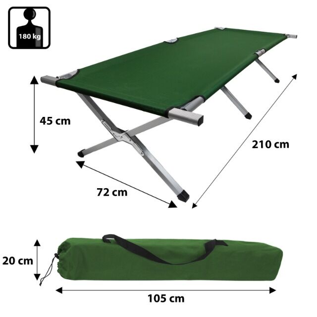 Feldbett Alu XXL 210 x 72 x 45 cm bis 180 kg belastbar