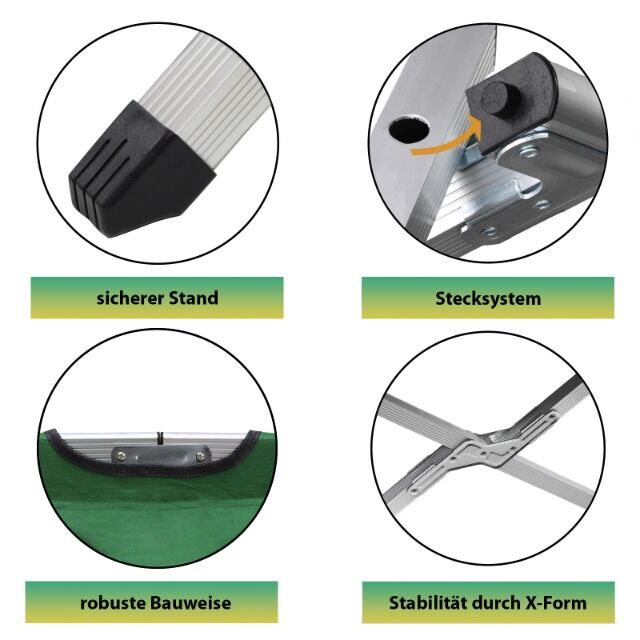 Feldbett Alu XXL 210 x 72 x 45 cm bis 180 kg belastbar