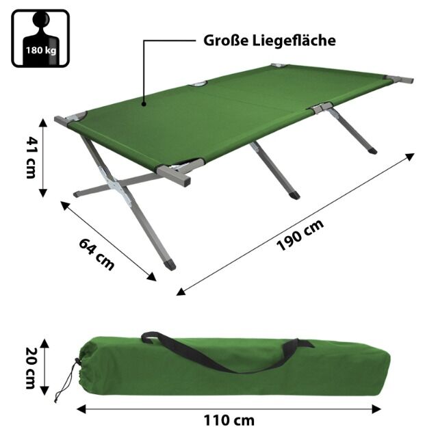 Feldbett XXL 210 x 72 x 45 cm - perfekt für Unterkunft von Flüchtlingen oder andere Unterkünfte