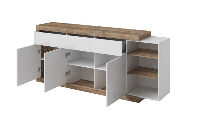 Kommode +push to open +grifflos +hochglanz weiß