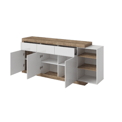 Kommode +push to open +grifflos +hochglanz weiß