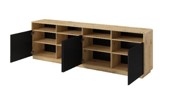 Sideboard +Soft-Close +Front Schwarz +Grifflos