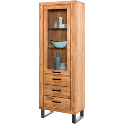 Vitrine Kommode Kommoden +Soft-Close +Front Massivholz Eiche 