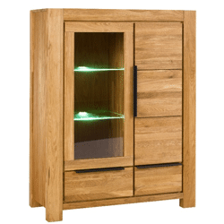 Vitrine Kommode Kommoden +Soft-Close +Front Massivholz Eiche 