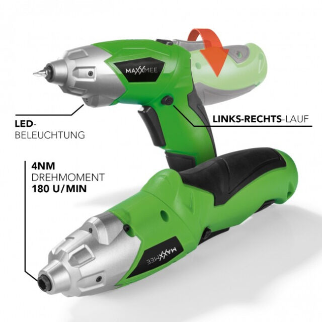 MAXXMEE Akku-Schrauber knickbar 3,6V grün/schwarz