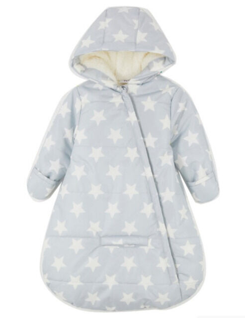 Baby Schneesack grau mit Futter Kapuze Fäustlinge