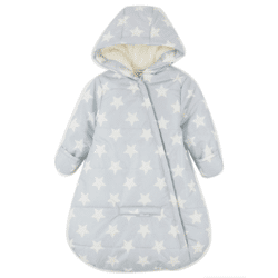 Baby Schneesack grau mit Futter Kapuze Fäustlinge