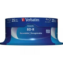 Verbatim BD-R 25GB/1-6x Cakebox (25 Disc) DataLife White Blue Surface 43837
