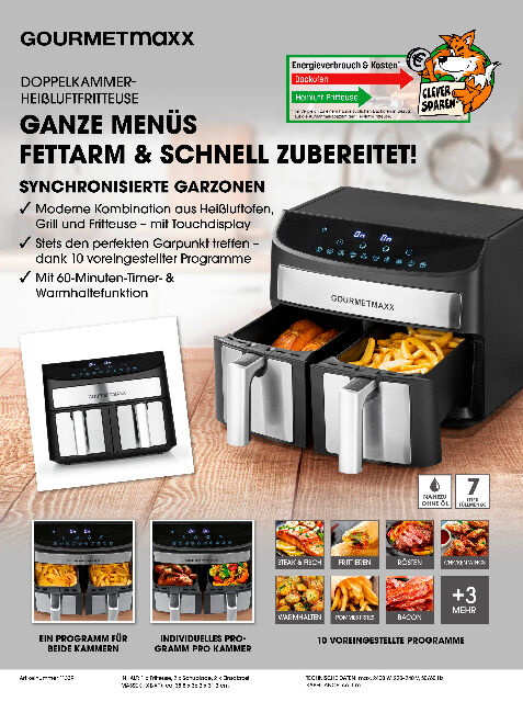 Doppelkammer Heißluftfriteuse