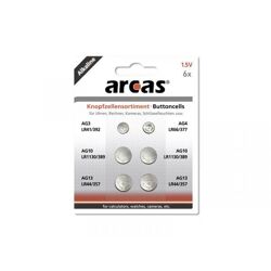 Batterie Arcas Knopfzellen-Set AG3-AG13 0% Mercury/Hg (6 Stk)