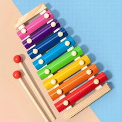 Kinderspielzeug – Xylophone aus mehrfarbigem Holz und Metall