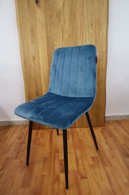 Stuhl Esszimmerstuhl ohne Armlehne +Samtstoff +4 Fuß Gestell