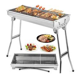 westbauer Grill BBQ Holzkohlegrill Klappgrill Camping Standgrill Tragbar Edelstahl Maxi