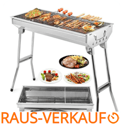 westbauer Grill BBQ Holzkohlegrill Klappgrill Camping Standgrill Tragbar Edelstahl Maxi