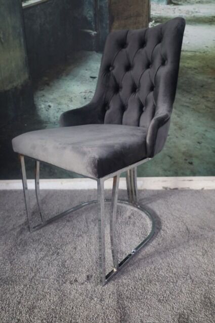 Stuhl Esszimmerstuhl Armlehnenstuhl +Samtstoff+Metallgestell