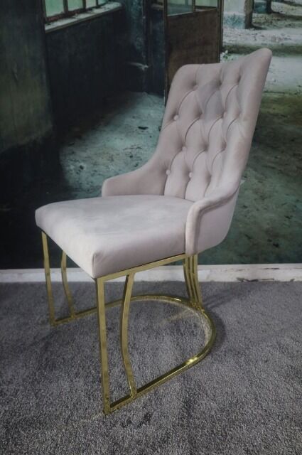 Stuhl Esszimmerstuhl Armlehnenstuhl +Samtstoff+Metallgestell