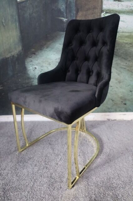 Stuhl Esszimmerstuhl Armlehnenstuhl +Samtstoff+Metallgestell