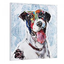 Wandbild 80x80cm Hund Handgemalt Leinwand GERAHMT Acryl Gemälde [art.work]