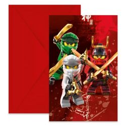 Lego Ninjago - 6 Einladungskarte mit Umschlag