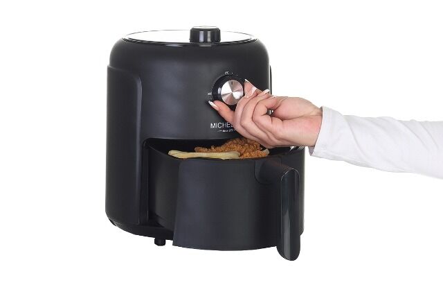Heißluftfritteuse 2,6 Liter, Frittieren ohne Fett oder Öl, Airfryer zum Grillen, Backen und Braten, 1000 Watt mit 3D Umluftsystem, 
