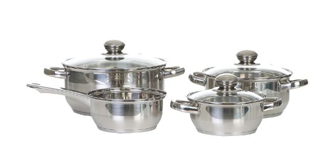 Premium Topfset Induktion 7-teilig, Edelstahl satiniert, für alle Herdarten, Kochtöpfe mit Glasdeckel, Induktions Töpfe Set