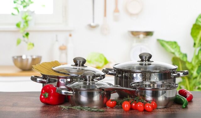 Premium Topfset Induktion 7-teilig, Edelstahl satiniert, für alle Herdarten, Kochtöpfe mit Glasdeckel, Induktions Töpfe Set